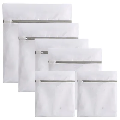 Wäschenetz-Set 6-tlg., 4 Größen, Mesh-Waschbeutel mit Reißverschluss