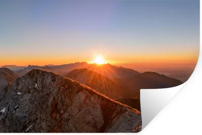 Produktbild von MuchoWow® Wandtattoo Wandsticker Wandaufkleber Berg - Landschaft - Sonne 60x40 cm Selbstklebend und Repositionierbar - Wierderverwendbar - Selbstklebend