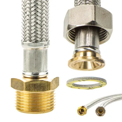 Produktbild von tecuro Edelstahl Verlängerungsschlauch 1,50 m x 3/4 Zoll DN 13 - für Wasch- und Spülmaschinen, DVGW