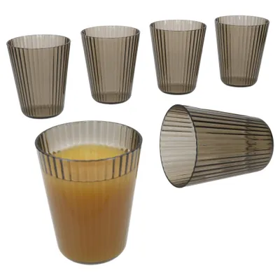 Produktbild von 6x ToGo Kunststoff-Wassergläser grau 230 ml Camping Saft-Glas Limo