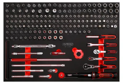 Image de jeu de douilles 1/4" en mousse, 169 pces