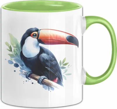 Produktbild von Tukan Aquarell Regenwald Exotischer Vogel Tasse Geschenk (Grün)
