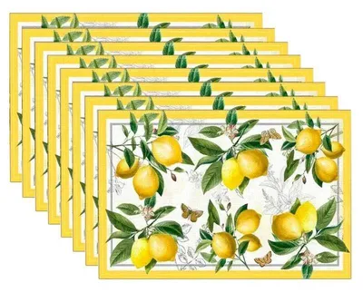 Platzsets 8er-Set, rechteckig, hitzebeständig, abwaschbar, Gelb