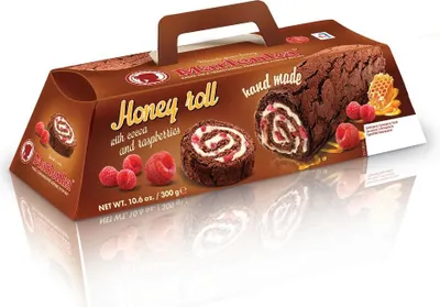 Produktbild von MARLENKA Honig-Biskuitrolle mit Kakao und Himbeeren (Großpackungen 6 x 300g)