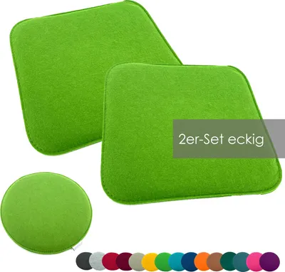 Produktbild von heimtexland ® Sitzkissen Set Filz Stuhlkissen Stuhlauflage Filzkissen Stuhl Polster Kissen Typ631 2er Set 35 x 35 cm Eckig Apfelgrün