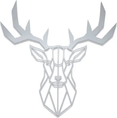 Produktbild von Wanddeko Metall Wandbild Metallbild Geometrische Wandkunst Hirsch 60 x 60 cm, Farbe:Hirsch Silber