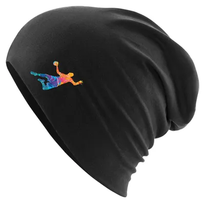Produktbild von Huuraa Beanie Handball bunte Silhouette Black One Size Baumwolle und Elasthan Mütze Geschenkidee
