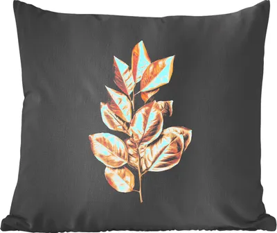 Produktbild von MuchoWow® Zierkissen Sofakissen Wohnzimmer Dekokissen 45x45 cm Pflanze - Blätter - Gold - Schwarz - Luxus - Schlafpolster - Polster für das Sofa