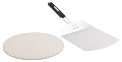 Produktbild von Pizza Backstein 33cm Pizzastein mit Pizzaheber Edelstahl Pizzaschaufel