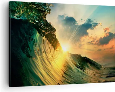 Produktbild von Bild auf Leinwand - Leinwandbild - Meer Welle Wasser - 70x50cm - Wand Bild - Wanddeko - Wandbilder - Leinwanddruck - Bilder - Kunstdruck - Wanddekoration - Leinwand bilder - Wandkunst - AA70x50-3943