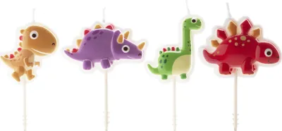 Produktbild von dekora - Geburtstagskerzen Dinosaurier - Set Mit 4 Kerzen Für Kinder