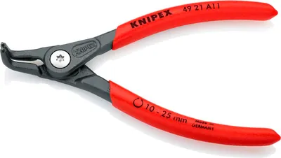 Produktbild von Knipex Präzisionsicherungsringzange DIN 5254 B Länge 130mm gew. Ø 10-25mm grau atramentiert - 49 21 A11 SB