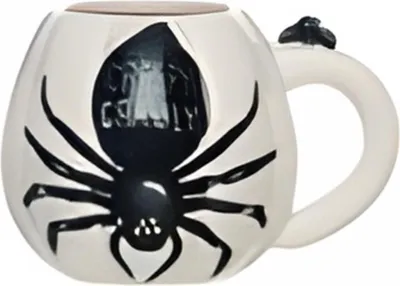 Produktbild von Weiße Halloween Kürbis Tasse mit schwarzer Spinne