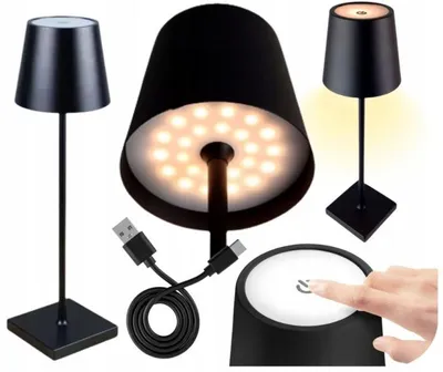 Produktbild von LED Tischlampe Kabellos USB Wiederaufladbar Schreibtischlampe Schwarz