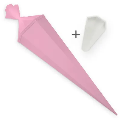 Produktbild von itenga Set Rosa Bastelschultüte Rohling 85 cm eckig + Schultüten Spitzenschutz