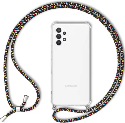Produktbild von Für Samsung Galaxy A13 - Transparente Handy Hülle mit Kette & Handy-Schnur Schwarz Bunt