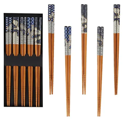 Bambus-Essstäbchen, 10 Paar, 22,5 cm, naturbraun, wiederverwendbar