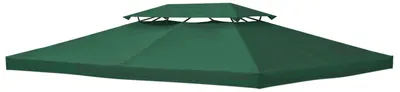 Immagine prodotto di Copertura per Gazebo  a 2 Livelli  con Cinghie e 10 Fori di Drenaggio 4x3m in Poliestere Verde