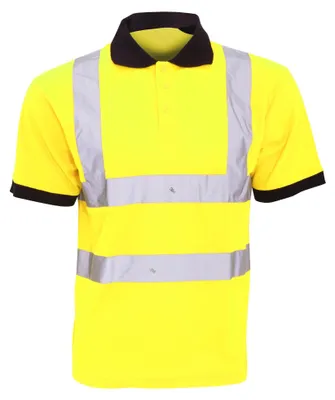 Imagen del producto de Camiseta polo de alta visibilidad para hombre, modelo FK1026 (talla S), color amarillo