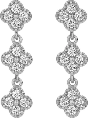 Produktbild von New Bling - 9NB-1602 - Zilveren Oorbellen met 3 Klavertjes - Gerhodineerd - 24.5mm