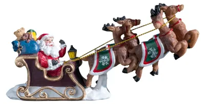 Produktbild von Weihnachtsmann auf seinem Schlitten 15 cm aus Polyresin - Einheitsgröße