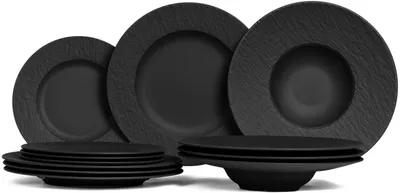 Obrázek produktu pro Sada nádobí Villeroy & Boch Manufacture Rock - černá - 12 dílů