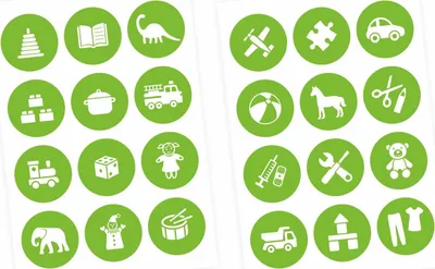 Produktbild von Möbelaufkleber Ordnungssticker für Spielzeug WEISS/ GRÜN