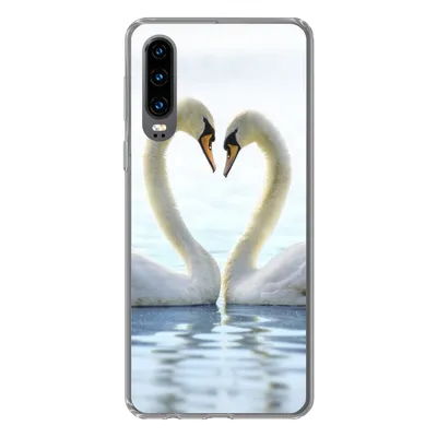 Produktbild von MuchoWow® Handyhülle Schutzhülle Hülle für Huawei P30 Schwäne - Herz - Ehepaar Silikon Softcase Handy Hülle - Kartenbesitzer