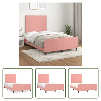 Produktbild von The Living Store Bettgestell mit Kopfteil Rosa 120x200 cm Samt