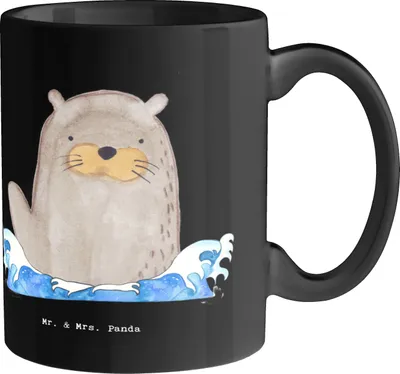 Produktbild von Mr. & Mrs. Panda Pott Schwimmen Pfade - Schwarz - Geschenk, Training, Keramikbecher, Tasse, Sport, Kaffeetasse, Teamsport, Wasser, Trinkbecher, Teepott, Sportler