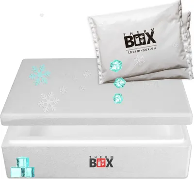 Produktbild von THERM BOX Modularbox 14M mit 2x Kühlakku für Kühlbox 14L Innen: 50x30x9cm Transportbox Thermobehälter Wiederverwendbar