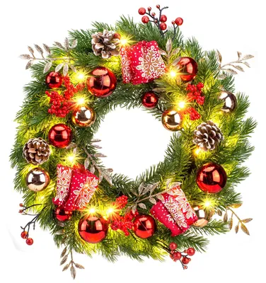 Weihnachtskranz mit 40 LEDs, batteriebetrieben, 40 cm