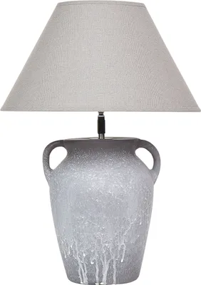 Zdjęcie produktu dla BELIANI Lampa stołowa szara ceramiczna podstawa klosz regulowany lniany oświetlenie do salonu sypialni nowoczesna
