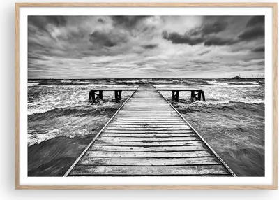 Produktbild von Gerahmtes Poster - Rahmen in heller Eiche - Brücke Meer Welle - 100x70 cm - Wand Bild - Wanddeko - Wandbilder - Wandposter - Bilderrahmen - Bilder - Kunstdruck - Wandbild - P2NAA100x70-3637
