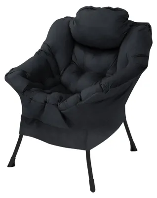 Relaxfauteuil mit Kopfkissen, ergonomisch, Polyester, schwarz, 82x97x95 cm