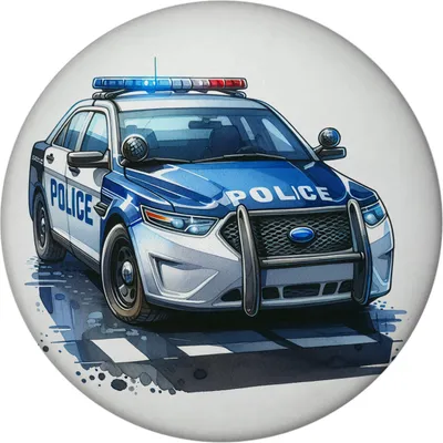 Produktbild von Polizeiauto mit Blaulicht Magnet rund