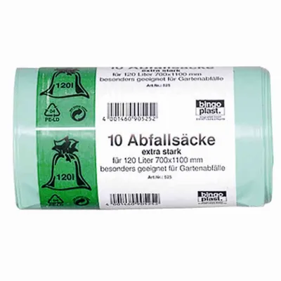 Produktbild von Abfallsäcke 75 my grün 120 l, 10 Stück extra stark und reißfest