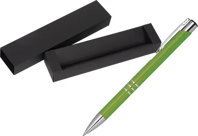 Produktbild von Kugelschreiber aus Metall / mit Pappetui / Farbe: hellgrün