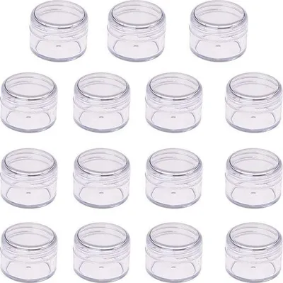 Obrázok produktu pre 15 kusov mini priehľadných plastových krémových nádob prázdnych nádob kozmetických nádob so skrutkovacím uzáverom cestovné nádoby na nail art kamienky balzam na pery prášok perly - 5g