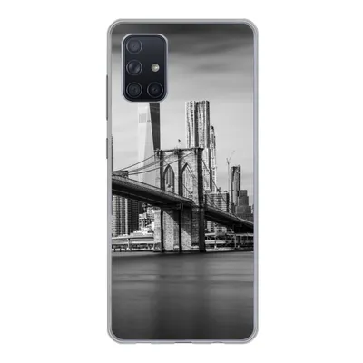 Produktbild von MuchoWow® Handyhülle Schutzhülle Hülle für Samsung Galaxy A51 Architektur - New York - Brooklyn Bridge - Wasser - Schwarz und weiß Silikon Softcase Handy Hülle - Schutzabdeckung