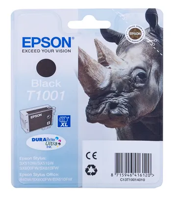 Produktbild von Epson Rhino Singlepack Black T1001 DURABrite Ultra Ink, Low Yield, Schwarz, Tinte auf Pigmentbasis, 25,9 ml, 1 Stück(e), 995 Seiten