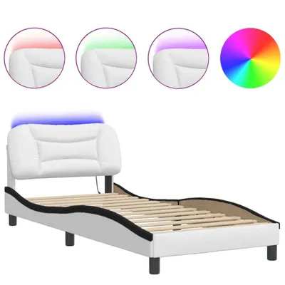 Zdjęcie produktu dla Rama łóżka z LED bez materaca, Hvar, biało-czarna, 90x190 cm