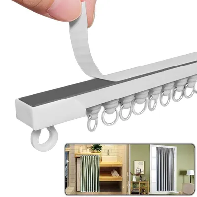 Produktbild von Selbstklebende Vorhangschiene 3.6m Kunststoff Decken-/Wandmontage Raumteiler Duschfenster