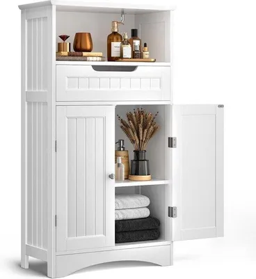 Immagine prodotto di Mobile per bagno e soggiorno - ampi cassetti, ripiani regolabili, 108 x 60 x 30 cm, bianco