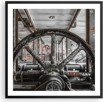 Produktbild von Gerahmtes Poster - Schwarzer Rahmen - Maschine Industrie Graffiti - 60x60 cm - Wand Bild - Wanddeko - Wandbilder - Wandposter - Bilderrahmen - Bilder - Kunstdruck - Wandbild - P2BAC60x60-4304