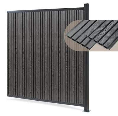 Produktbild von Gartenzaun 'Grassano' Sichtschutzzaun mit 1 Pfosten Erweiterungsmodul 185 x 175 cm witterungsbeständig WPC Grau
