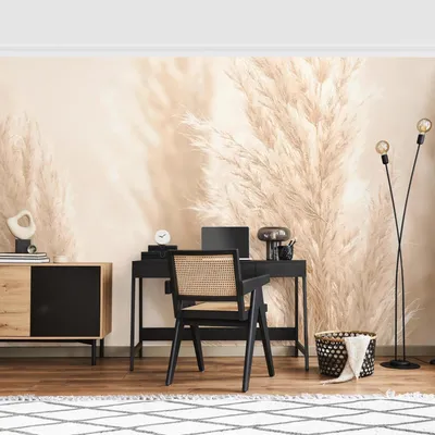 Produktbild von Fototapete Blumen - Vliestapete - Bildtapete UV-beständig Gräser beige Landhaus Wandtapete geruchsfrei