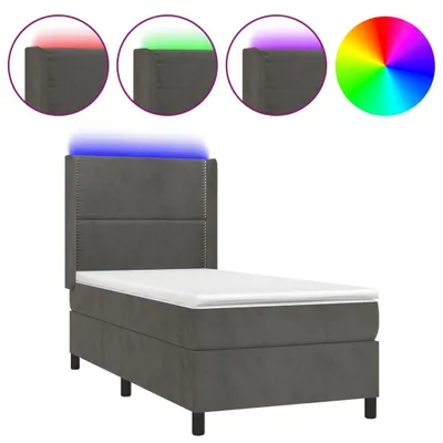 Produktbild von vidaXL Boxspringbett mit Matratze & LED Dunkelgrau 90x200 cm Samt