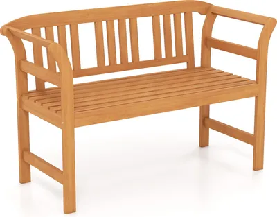 Immagine prodotto di Panchina da giardino COSTWAY, panchina frisona a 2 posti resistente alle intemperie, panchina in legno di acacia, panchina da parco con braccioli, panchina da balcone fino a 360 kg, verticale