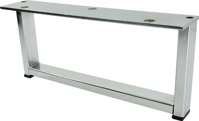 Produktbild von Möbelbein Silber-Chrom, 90 mm hoch, 200 mm lang, elegantes Design mit Schutzpolster für Kratzfestigkeit, ideal für Sofas und Kommoden